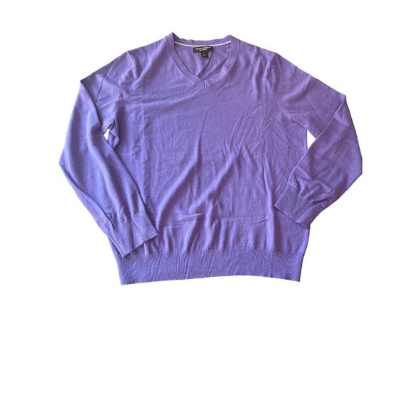 Banana Republic Luxury Blend Purple V-Neck Sweater L Cashmere Blend - Picture 1 of 4